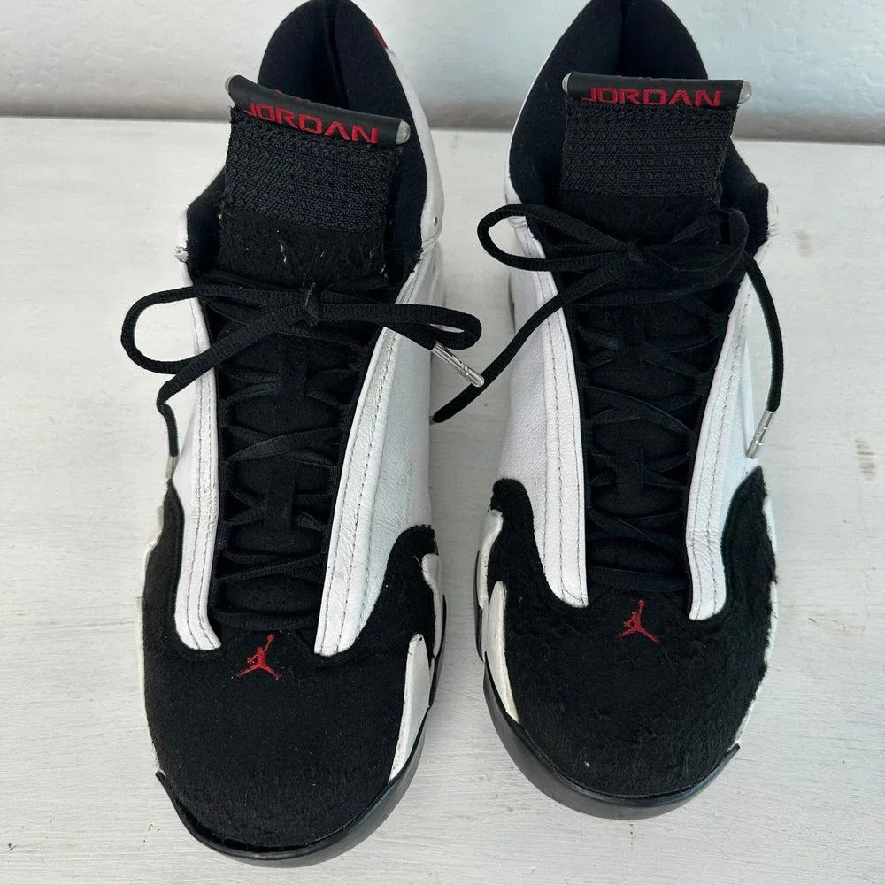 Jordan Sneakers Mens 12 Air Jordan 14 Retro Black White Red Basketball